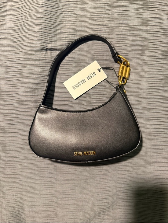 Steve Madden Handbags - Steve Madden Black Shoulder Bag - Sleek Crescent Hobo